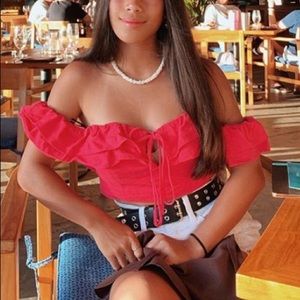 Pink off the shoulder top